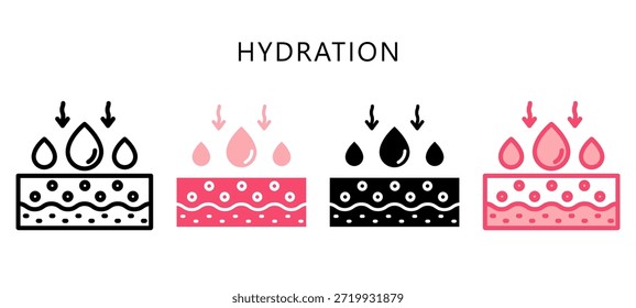 Icono de estilo múltiple de hidratación. Mini Ilustración Relacionada Con El Cuidado Personal. Uso Para El Concepto Moderno, Ui, Web Ux Y Desarrollo De App.