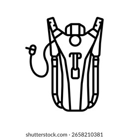 hydration pack black line icon for digital and print projects.  Minimal clean icons for apps and websites. Modern simple icons for UI UX and branding
