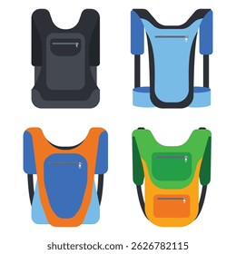 Hydration packs vector cartoon set isolated on a white background.