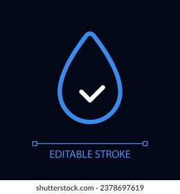 Hydration pixel perfect color linear ui icon for dark theme. Consume water. Stay hydrated. Outline isolated user interface pictogram. GUI, UX design for night mode. Editable stroke. Arial font used