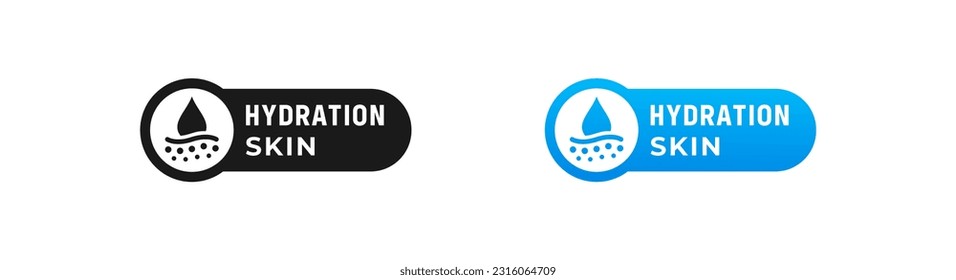 Hydration skin label or Hydration skin sign vector isolated in flat style. Best Hydration skin label vector for product packaging design element. Hydration skin sign for packaging design element.