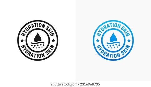 Hydration skin sign or Hydration skin stamp vector isolated in flat style. Best Hydration skin sign vector for product packaging design element. Hydration skin stamp for packaging design element.