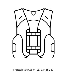 Hydratation Weste Pack läuft Zubehör Linie Symbol Vektor. Feuchtigkeitswesten-Paket laufendes Zubehör Zeichen. isoliertes Kontursymbol, schwarze Illustration