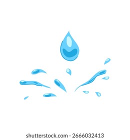 Gotas de agua de hidratación. Gota de humedad, flujo de corriente, tensión superficial. signo de gotas de agua de hidratación. símbolo aislado Ilustración vectorial
