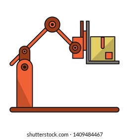 Hydraulic arm with box symbol vector illustration graphic design