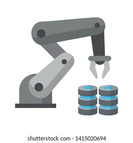 Hydraulic arm with disks technology vector illustration graphic design