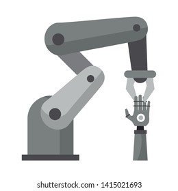 Hydraulic arm holding bionic hand vector illustration graphic design