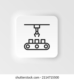 Hydraulic arm, industrial arm icon - Vector neumorphic style vector icon on white background