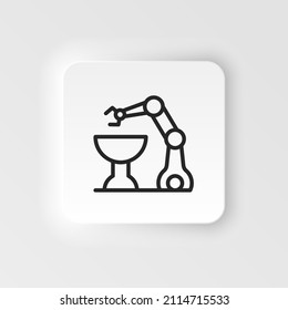 Hydraulic arm, industrial arm icon - Vector neumorphic style vector icon on white background