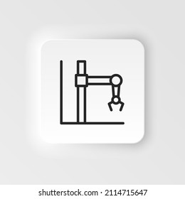 Brazo hidráulico, icono de brazo industrial - Icono vectorial de estilo neumórfico vectorial sobre fondo blanco