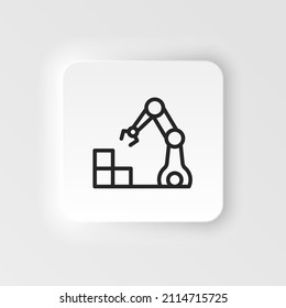 Brazo hidráulico, icono de brazo industrial - Icono vectorial de estilo neumórfico vectorial sobre fondo blanco