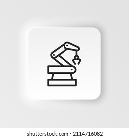 Hydraulic arm, industrial arm icon - Vector neumorphic style vector icon on white background