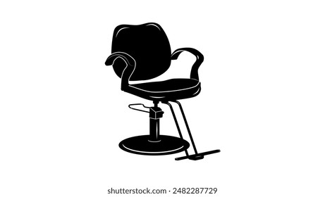 Hydraulic Barber Chair Salon, black isolated silhouette