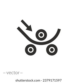 hydraulic bend tube icon, bending steel pipe on industrial machine, flat symbol on white background - vector illustration