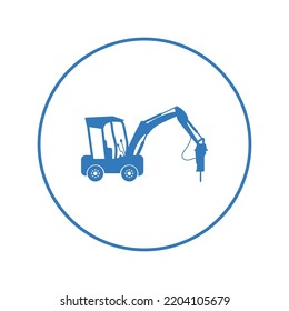 Hydraulic breaker hammer excavator icon | Circle version icon |