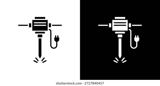 Icono de martillo hidráulico Ilustración vectorial plana. Símbolos negros simples