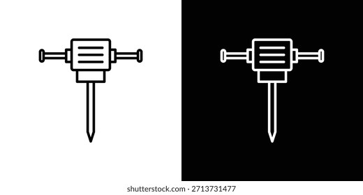 Icono de martillo hidráulico. Símbolo plano simple. Ilustración de pictograma de contorno negro perfecto