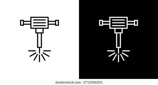 Icono de martillo hidráulico en estilo lineal simple.
