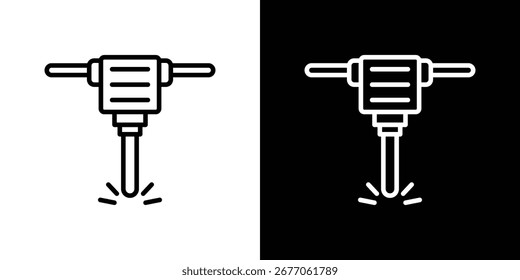 Icono de martillo hidráulico. Línea delgada simple, Vectores de contorno