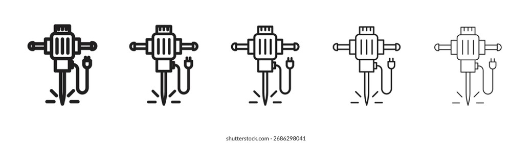 Icono de martillo hidráulico juego de Vector simple. Ilustración gráfica