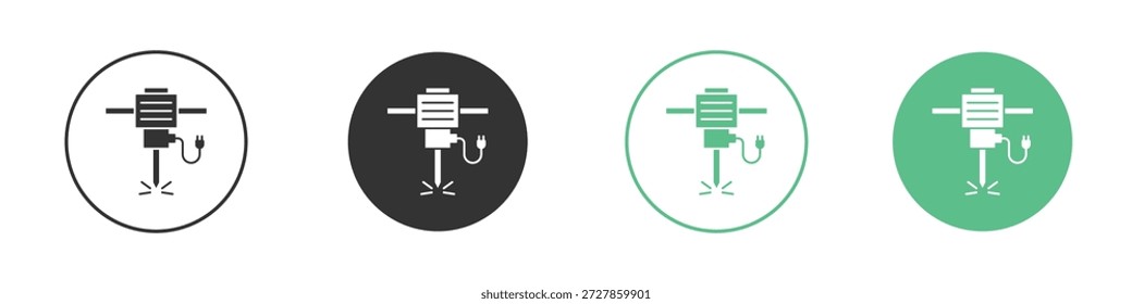 Icono de martillo hidráulico en estilo sólido se puede utilizar para el Web, móvil, ui