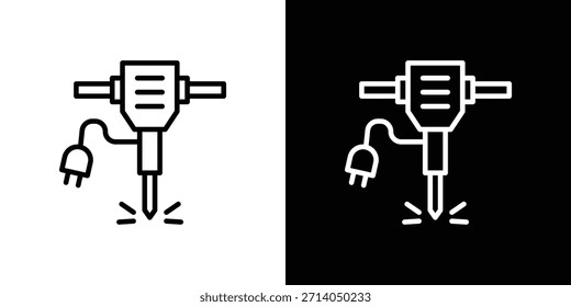 Icono de martillo hidráulico de carrera fina y estilo plano.