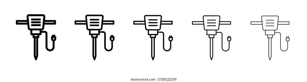 Vector de icono de martillo hidráulico en pictograma lineal de carrera editable