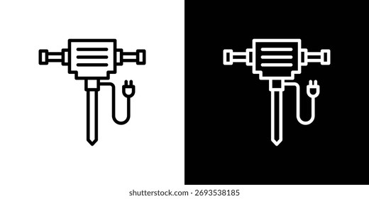 Hydraulic breaker icon vector graphics in strokes