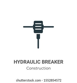 Hydraulic breaker vector icon on white background. Flat vector hydraulic breaker icon symbol sign from modern construction collection for mobile concept and web apps design.