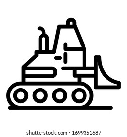 Hydraulic bulldozer icon. Outline hydraulic bulldozer vector icon for web design isolated on white background