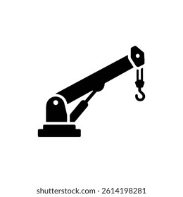 Hydraulic Crane Arm Icon Black Filled Minimal Diagonal Angle