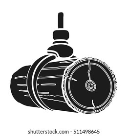 Hydraulic crane icon in black style isolated on white background. Sawmill and timber symbol stock vector illustration.