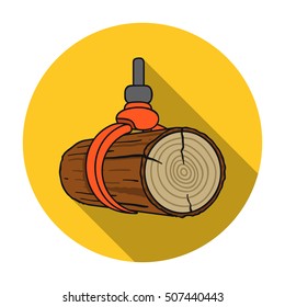 Hydraulic crane icon in flat style isolated on white background. Sawmill and timber symbol stock vector illustration.