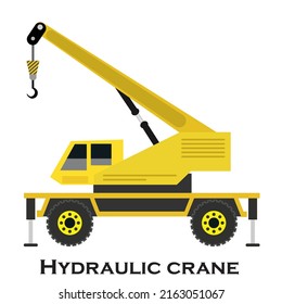 Hydraulic crane isolated on white background. EPS.file. Cartoon hydraulic crane.