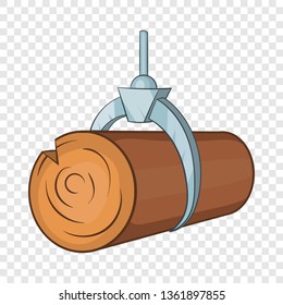 Hydraulic crane with log icon. Cartoon illustration of crane vector icon for web design
