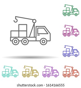 Hydraulic crane in multi color style icon. Simple thin line, outline vector of consruction machinery icons for ui and ux, website or mobile application