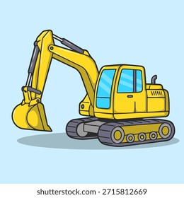 Hydraulische Raupenbagger Grabenbagger Vektorgrafik-Symbol für Baustelle Erdbewegung und schwere Industriemaschinen.