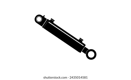 Hydraulic cylinder, black isolated silhouette