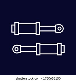 Hydraulic Cylinder Icon On Dark, Line