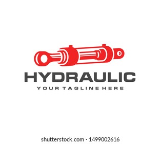 Hydraulic cylinder logo design. Hydraulic damper vector design. Pneumatic cylinder logotype