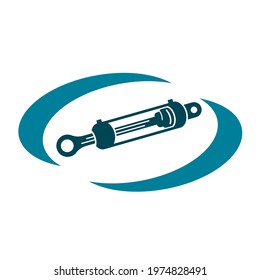 Hydraulic cylinder logo design. Hydraulic damper vector design. Pneumatic cylinder logotype. Vector