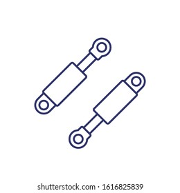 Hydraulic cylinders line icon on white