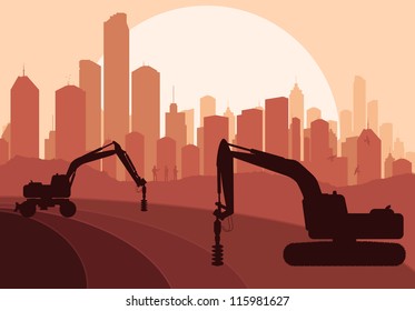 Hydraulic drilling machine , construction machinery equipment vector background