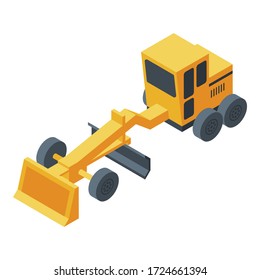 Hydraulic grader machine icon. Isometric of hydraulic grader machine vector icon for web design isolated on white background