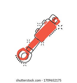 Hydraulic icon in comic style. Cylinder cartoon vector illustration on white isolated background. Equipment splash effect business concept.