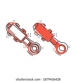 Hydraulic icon in comic style. Cylinder cartoon vector illustration on white isolated background. Equipment splash effect business concept.