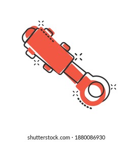 Hydraulic icon in comic style. Cylinder cartoon vector illustration on white isolated background. Equipment splash effect business concept.