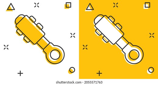 Hydraulic icon in comic style. Cylinder cartoon vector illustration on white isolated background. Equipment splash effect business concept.
