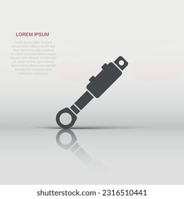 Hydraulic icon in flat style. Cylinder vector illustration on white isolated background. Equipment business concept.