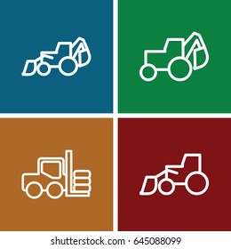 Hydraulic icons set. set of 4 hydraulic outline icons such as forklift